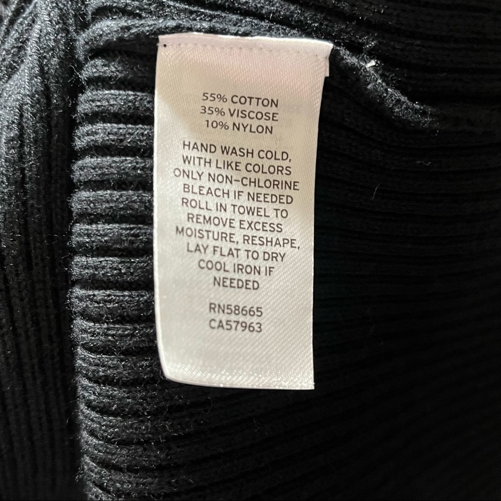 Treasure & Bond Dress V Neck Midi Sweater Ribbed Dress Black Size Large - Picture 7 of 9